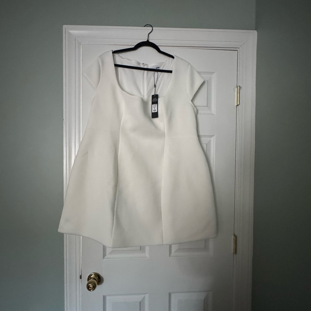 Fashion Nova White Scoop-Neck Mini Dress